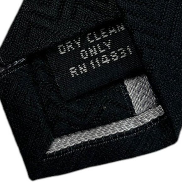 Pronto Uomo Men's 100% Silk Repp Necktie Tie Stripes Black and Silver 4" x 57" - Picture 7 of 9